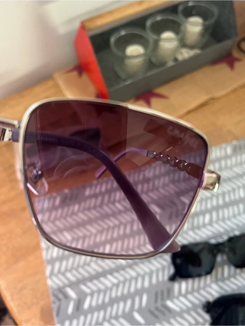 New fashionable Womens Square Sunglasses with Purple Gradient Lenses
